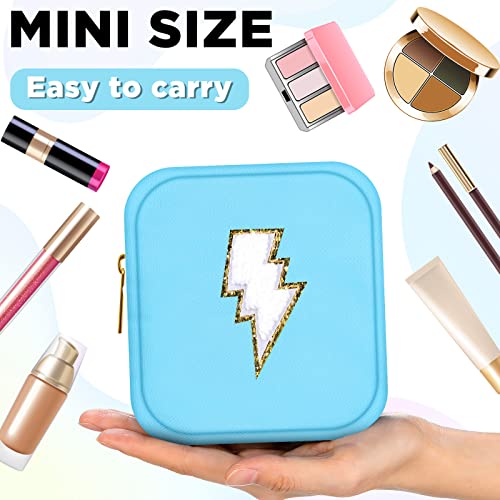 Zubebe 6 Pcs Preppy Patch Cute Makeup Bags Toiletry Bags Skincare Pouch Chenille Letter Nylon Bag for Purse Small Zipper Cosmetic Makeup Pouch Preppy Things for Travel(Cute Color)4