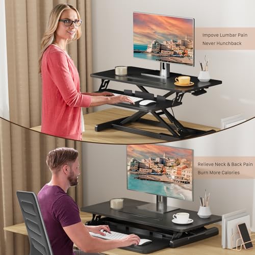 Image of JOY worker Standing Desk Converter, 32 inch Height Adjustable Sit Stand Riser