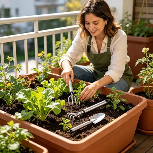 Image of Garden Trowel, Mini Stainless Steel Hand Shovel Garden Rake 2 Pack