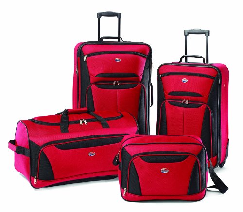 American Tourister Fieldbrook II Softside Upright Luggage Set, Red/Black