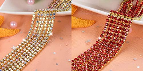DIY Crafts Pack of 20 Yards 10x2, 6mm, 10 Yards Random Colour Glass Crystal Rhinestone Chain,Gold Bottom Sew on Cup Chains for Ga(Pack of 20 Yards 10x2, 6mm)
