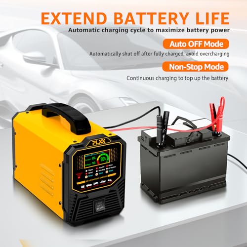PLXX 12V 24V Car Battery Charger Heavy Duty 0-15A Automatic Smart Trickle Charger with Auto Shutoffs, Repair, Winter Mode, for Automotive Car Truck Motorcycle Lawn Mower Boat Marine AGM - Image 5