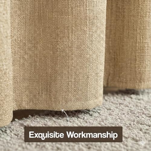 Image of FRESH FROM LOOM Jute Parda | Premium 5 ft Curtain for Windows | Curtains for Slider Track | Non-Ring Curtains | S-Wave Pleat | Light Block Parde | Breathable Fabric (Size - 5ft, Beige, 1pc), Eyelet
