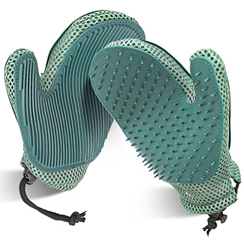 2-in-1-Pet-Fur-Glove-Cat-Hair-Remover-Glove-Dog-Grooming-Glove-Brush-for-Shedding-Massage-Efficient-Pet-Hair-Remover-Mitt-for-Uproot-Cleaner-Clothes-Couch-Carpet-BluePair 2 in 1 Pet Fur Glove Cat Hair Remover Glove Dog Grooming Glove Brush for Shedding Massage Efficient Pet Hair Remover Mitt for Uproot Cleaner Clothes Couch Carpet BluePair