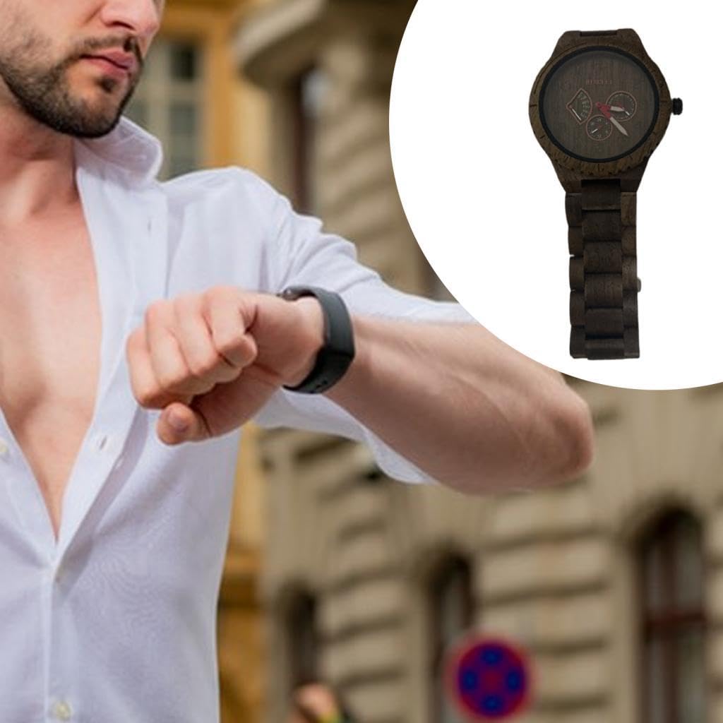Reloj de Madera Natural Relojes Pulsera Cuadrante Resina Movimiento Hebilla Acero Inoxidable Adecuado para Hombre Mujer Regalo