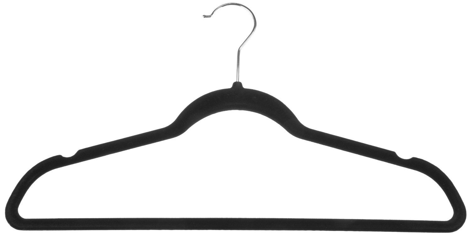 Ultra Thin Heavy Duty No Slip Velvet Suit Hangers (200 Pack), Black