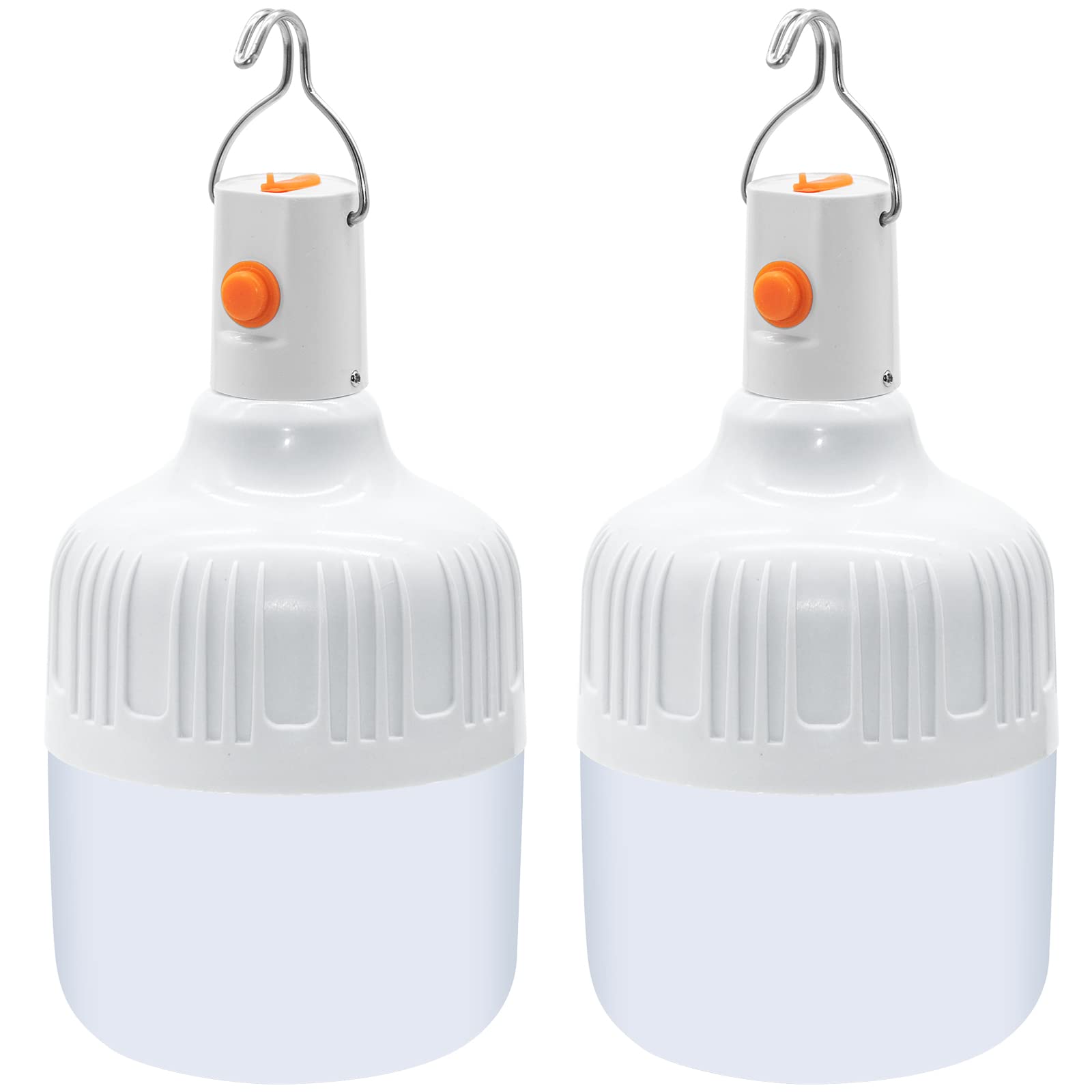 LedeakCamping Lantern Rechargeable, 2 Pcs 500 Lumens Hanging LED Lights Bulbs 2 Light Modes Battery Powered Lantern Flashlight, Waterproof Tent Light for Emergency Outdoor Power Outage Hiking