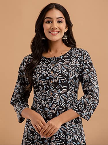 Image of feranoid Women Cotton Printed Straight Short Kurti