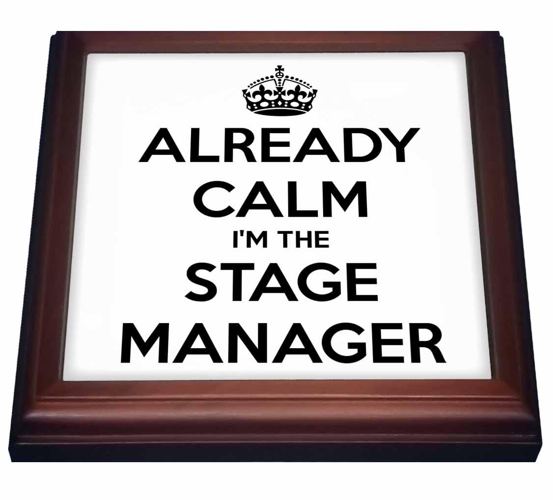 3dRose Already Calm I'm The Stage Manager White and Black Trivet with Tile, 8 by 8