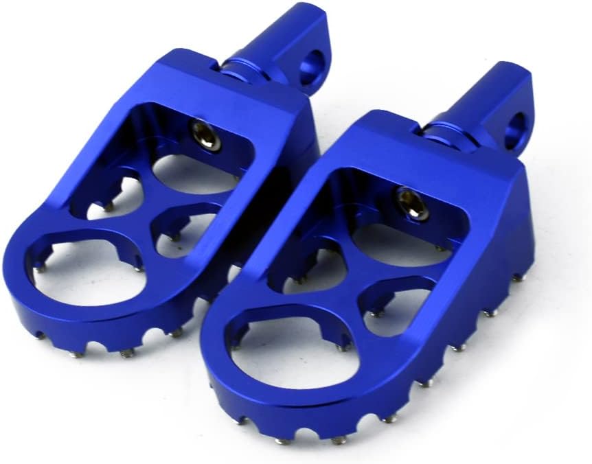 Motorcycle CNC Wide Fat Footpegs 360° Roating MX Foot Pegs Chopper Bobber Style Compatible with Harley Dyna Fatboy Sportster Iron 883 (Blue)