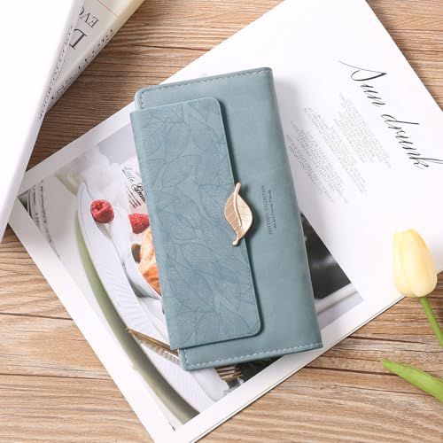 Image of Women's Wallet Leather RFID Blocking Bifold Clutch Large Capacity Credit Card Holder with Coin Zipper Purse
