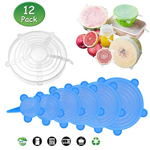 DB Degbit Silicone Stretch Lids, [12 Pack] Reusable Lids Fit Various Sizes
