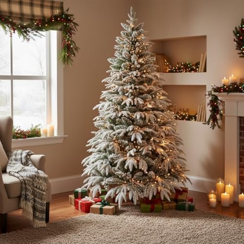 4ft/1.2m Künstlicher Weihnachtsbaum Lappland Tanne - Schnee beflockt Grün 332 PE/PVC Zweigspitzen… – Ansicht 6