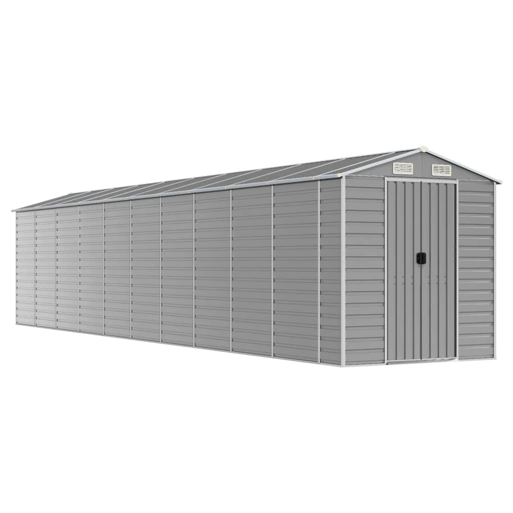 Gartenhaus Hellgrau aus verzinktem Stahl 191 x 895 x 198 cm großer Geräteschuppen mit Belüftung, abschließbarer Tür und robustem Metall für Werkzeug, Rasenmäher, Fahrrad und Gartenlagerung