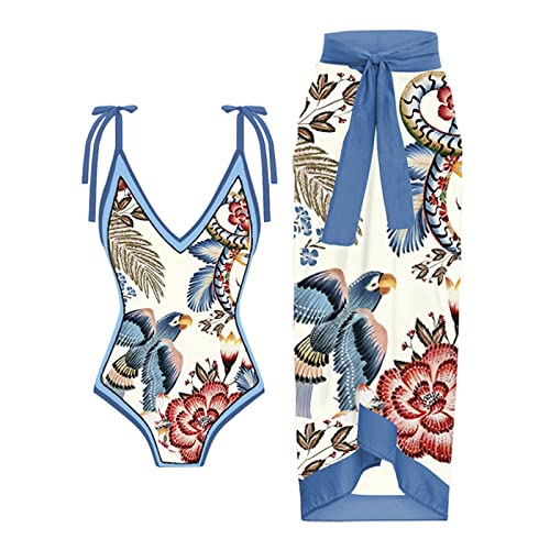 Maillot de bain ventre plat fleuri orange à taille haute pour femme