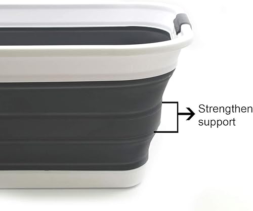 Miniatura 6 de SAMMART Juego de 2 cestas plegables de plástico para lavandería, 42 L (11 galones), contenedores plegables de almacenamiento desplegables, lavadoras