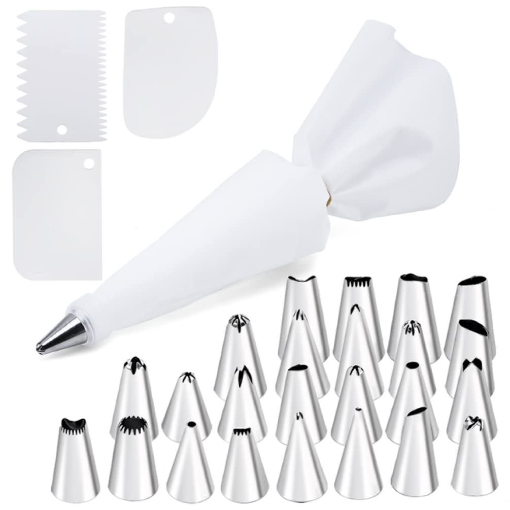 Kuchen 24/48 Edelstahl Düse Tipps DIY Kuchen Dekorieren Werkzeug Icing Piping Creme Spritzbeutel Düse Bäckerei Dekorieren(26pcs Set Green)