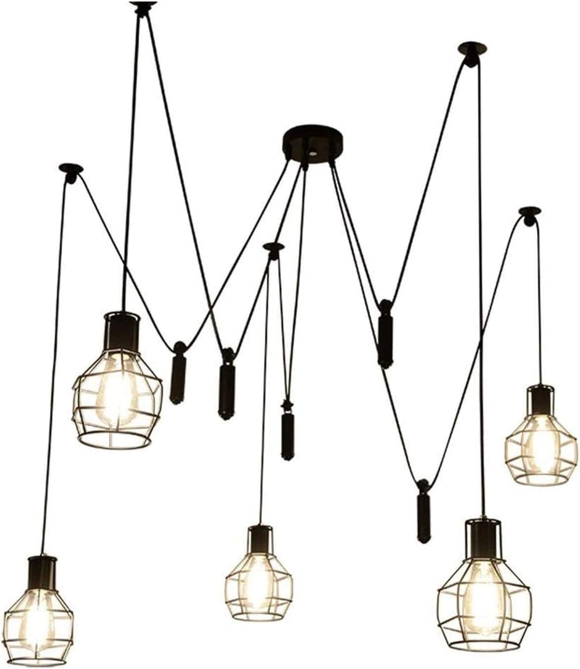 Hanging Lamp, Pendant Light Fixture - Lifting 5 Personalized Small Iron Cage Chandelier,Pendant Lights Kitchen Island Barn Pendant Lighting