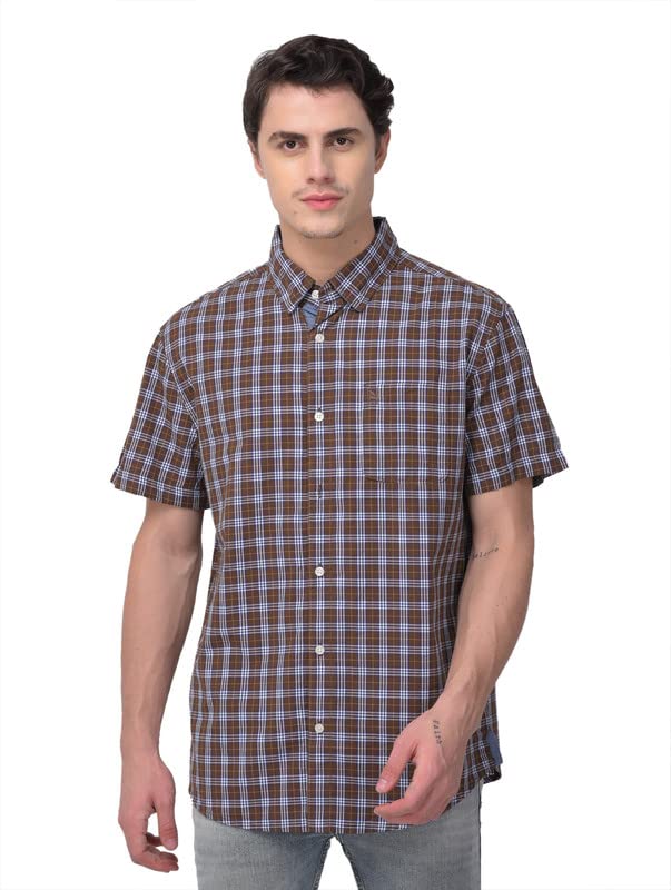 Image of Woodland Mens Cotton Printed Casual Regular Fit Half Sleeves Shirt