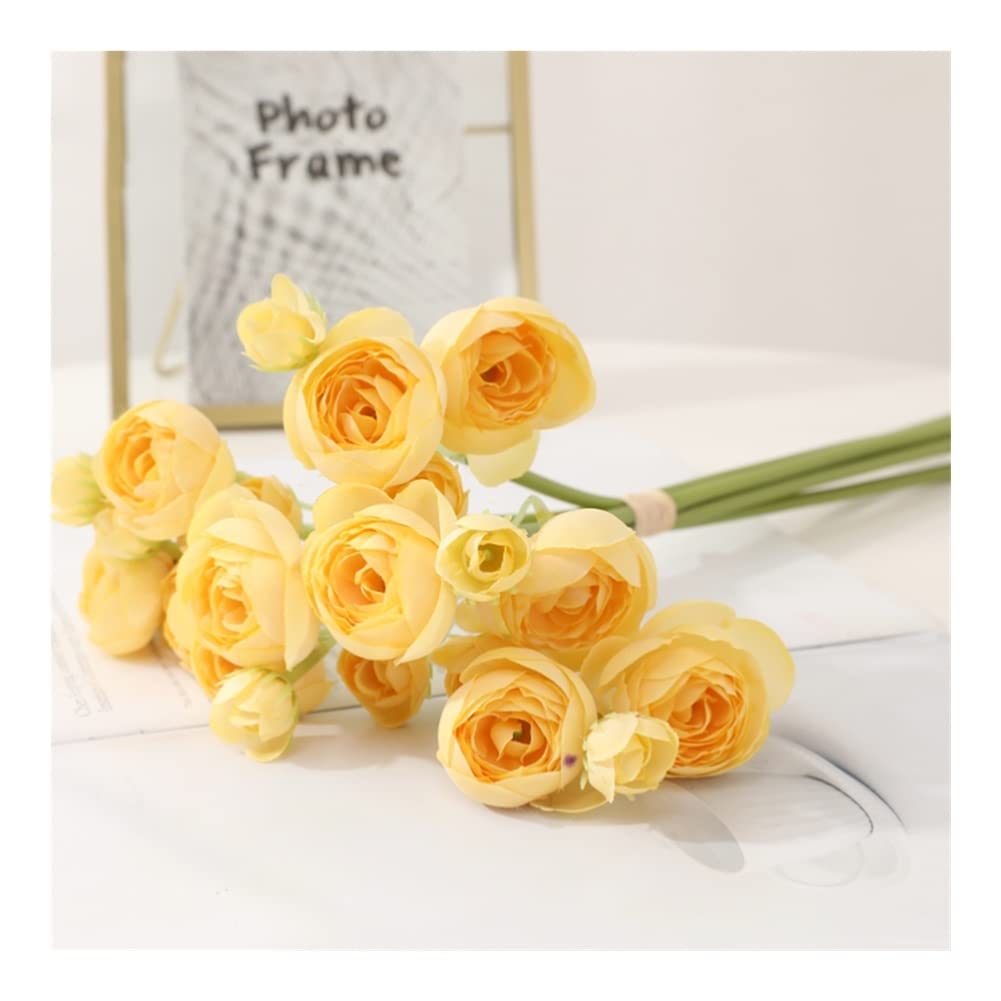 XDLEDMKIZ Bright Artificial Flowers Camellia Bouquet, Simulation Camellia Flowers Six Flowers, Fake Flowers for Home Office Decor