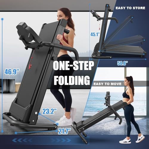 Image of 2.5HP Foldable Treadmill for Home Quiet Folding Running Jogging Machine, 300 LBS