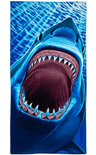 Dawhud Direct Great White Shark Teeth Super Soft Plush Cotton Beach Bath Pool