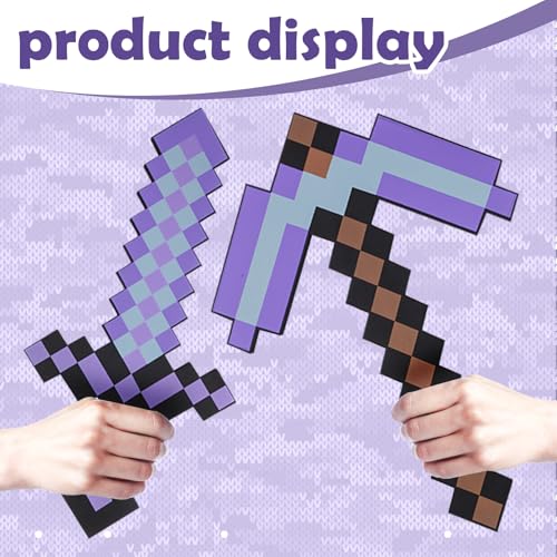 4 Pack Sword Pickaxe Axe and Shovel Toy Weapon Set,Kids Role-Play Foam Weapons Accessory for Game Fans Halloween Christmas Valentine and Party4