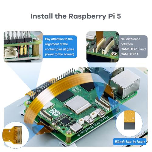 Image of Hosyond 7 Inch Touchscreen IPS DSI Display Compatible with Raspberry Pi 5, 800x480 Capacitive Screen MIPI DSI Driver-Free Interface