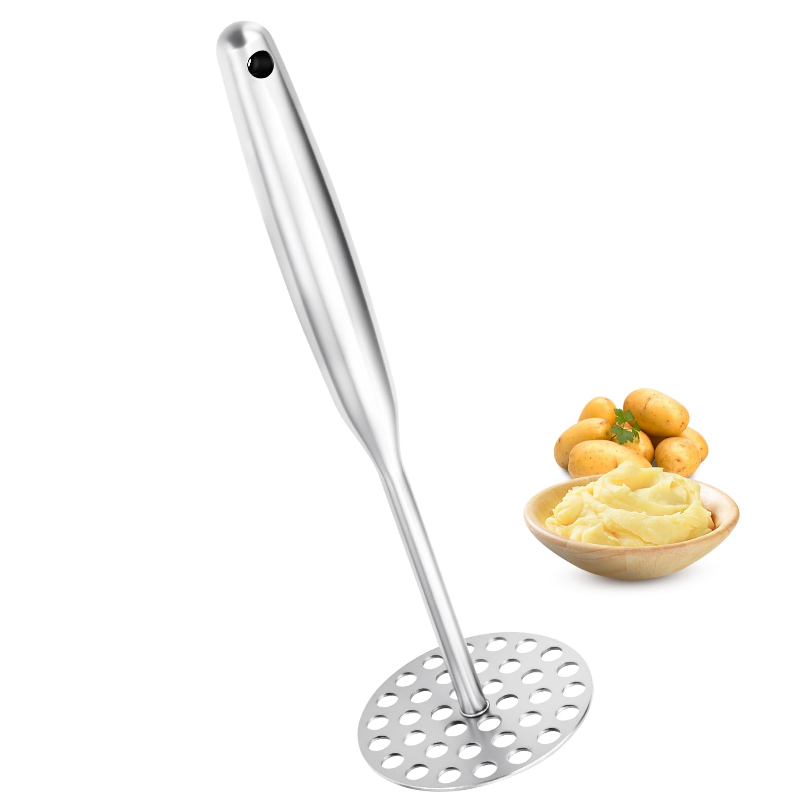 Aplastador de Patatas, Machacador de Acero Inoxidable, Apto para Lavavajillas, Potato masher Para Aplasta Patatas,Frutas,Verduras(25.3 x 8.7 cm)