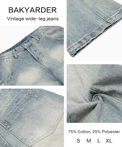 Unisex Vintage Washed Wide Leg Jeans Distressed Loose Fit Denim Pants Baggy Streetwear Style3