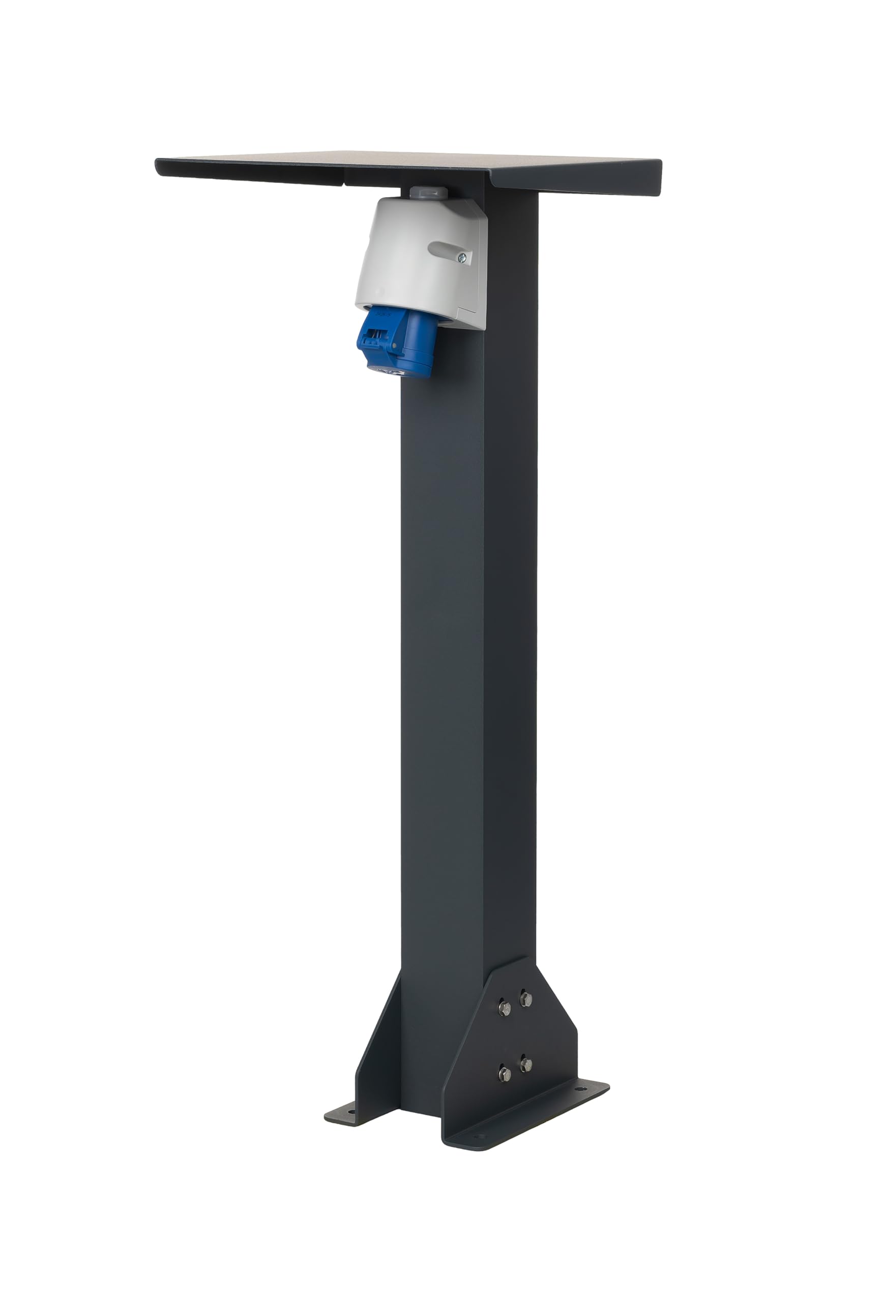 Base de aluminio con enchufe exterior. Columna de enchufes de alta calidad. Enchufe para exterior con pie (CEE 1F, 16 A, 3,7 kW)