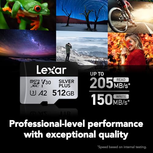 Lexar 512GB Silver Plus Micro SD Card, 205MB/s Read, 4K, V30, UHS-I - image 2
