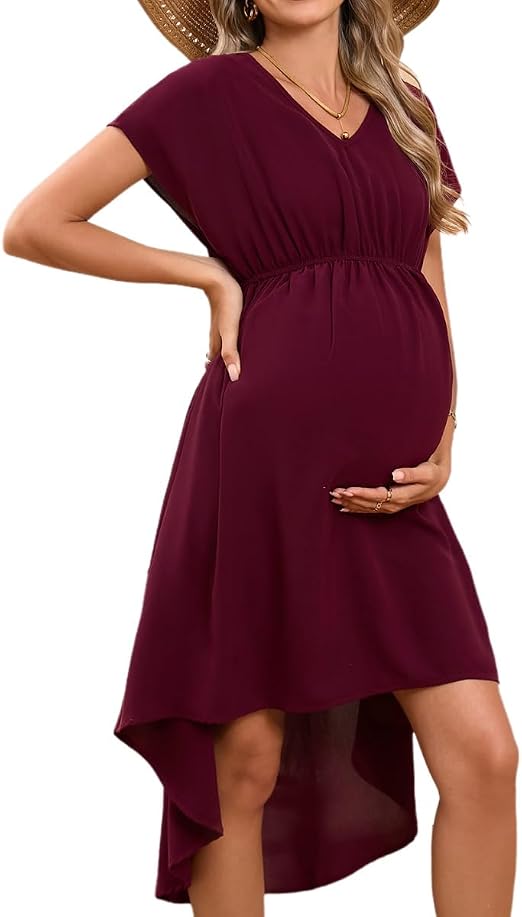 Hobrounn Robe de Maternité Évolutive à Taille Haute