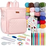 Coopay Traveling Crochet Kit for Beginners Adults, All in One Crochet Kit Include Knitting Bag Backpack Crochet Hooks Crochet Yarn for Crocheting Book Crochet & Knitting Supplies, Ideal Crochet Gift