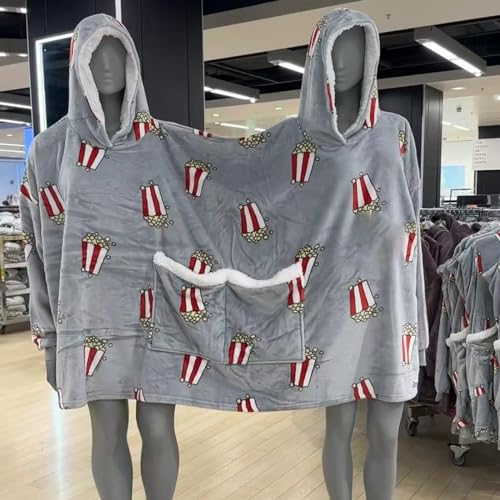 Pyjama en flanelle double à capuche vêtement de maison gris