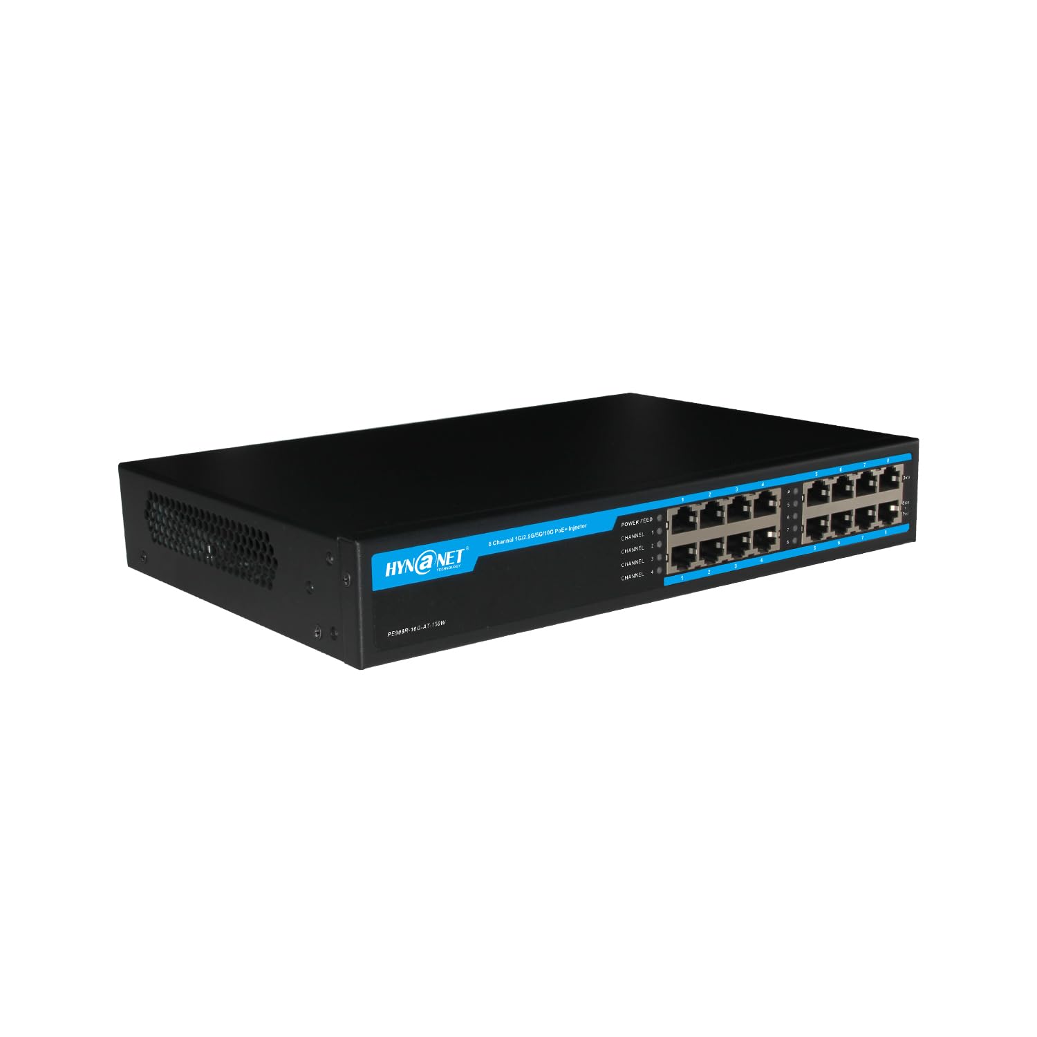 8 Port 802.3at 10G PoE+ Injector, 8 Port 30W PoE+@150W, 1G/2.5G/5G/10Gbps PoE+ Midspan(Model:PE908R-10G-AT-150W)