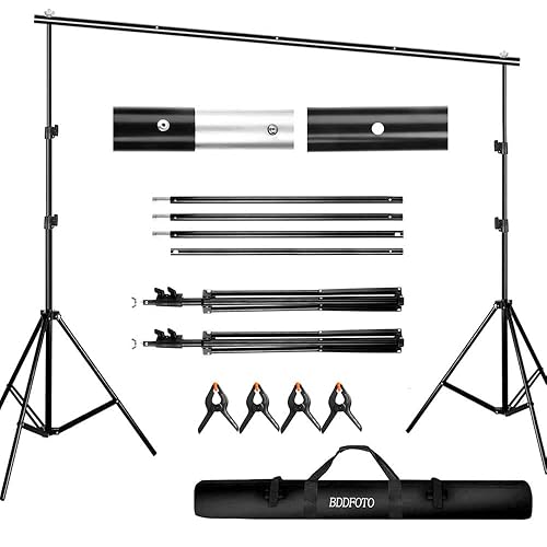 BDDFOTO 2x3 m Support de Fond Réglable, Professional pour Fond Studio Photo, Solide et Portable, Sac de Transport Inclus, Convient pour Photographie, Diffusion en Direct, Mariage, etc. - 2x3 m