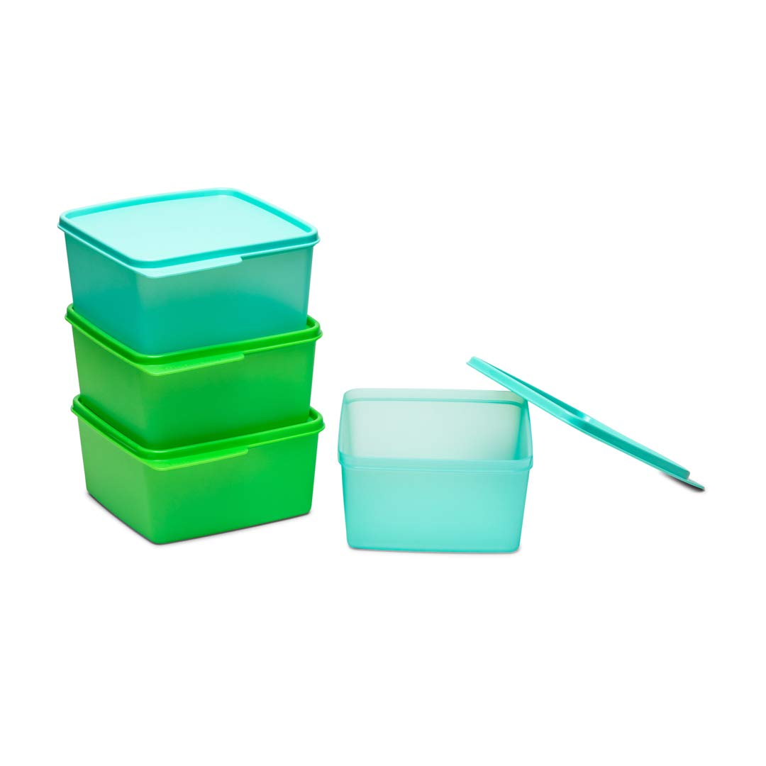 Tupperware Keep Tab 1.2 L original: juego de 4 recipientes cuadrados para alimentos