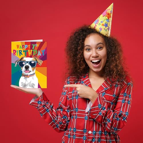 Geburtstagskarte zum 7. Geburtstag für Jungen – Pawsome Cool Dog – Hunde-Geburtstagskarte für 7 Jahre alten Jungen, A5 Hundegruß
