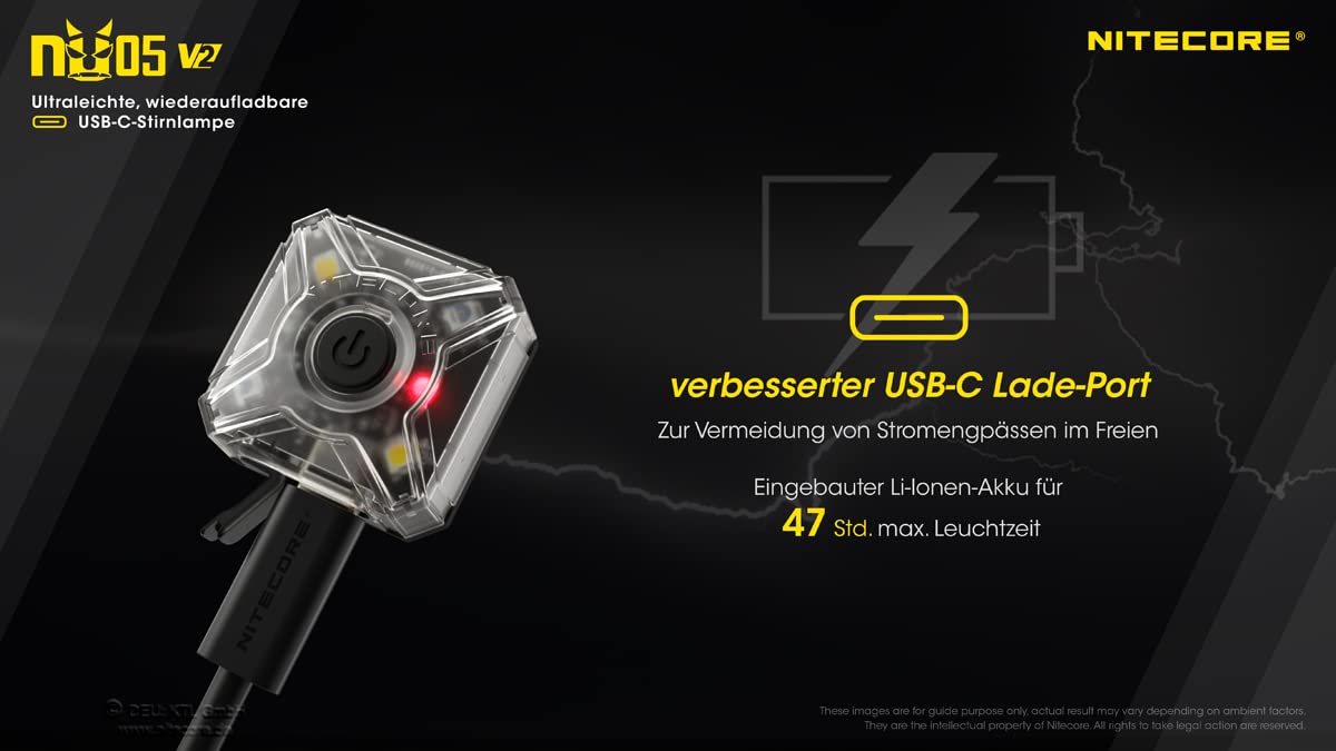Nitecore NU05 V2 - Torcia Frontale LED Ricaricabile, Leggera E Potente - 2
