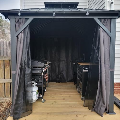 PURPLE LEAF Gartenpavillon 2.4 x 2.4 m Festem Dach, Basisch Pavillon Wasserdicht Stabil Winterfest Stahldach Hardtop Pavillon mit Seitenteilen Alu Grillpavillon, Grau