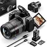 NBD 72MP Digital Camera, 4K Ultra HD & 12X Optical Zoom, 3-inch 270° Flip Screen, Wi-Fi App Control, 32GB TF Card + Flash + 2 Batteries for Vlogging, YouTube & Wildlife Photography​ (Graphite)