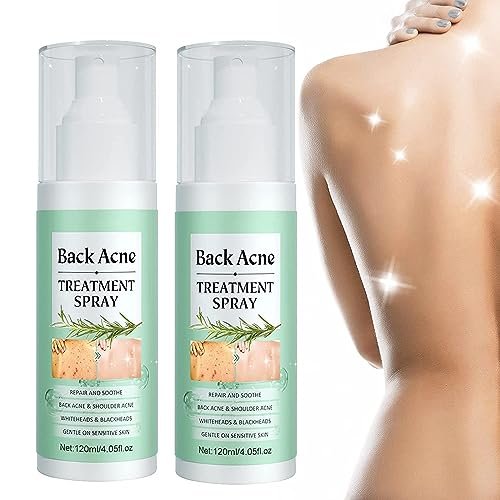 Back Acne Spray,2PCS Tratamiento para el Acne Facial Espalda Cuerpo Control de Brillos y granos,Exfoliante de Espalda Limpieza Profunda para Cuerpo,Pecho y Espalda,Suave con la Piel,120ml