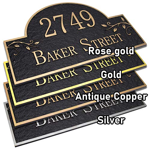 Handcrafted Vintage Arch Address Plaque Home Address Sign Decorative Personalized House Garden Wall Sign, 911 Visibility Signage, Any Font - Arbitrary Layout - Any Mumbers and Letters (Ivy Leaves)