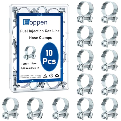 Image of 16-18mm Fuel Injection Hose Clamps, 5 /8 Inch-23 /32 Inch Fuel Injection Gas Line Hose Clamps for Diesel Petrol Pipe