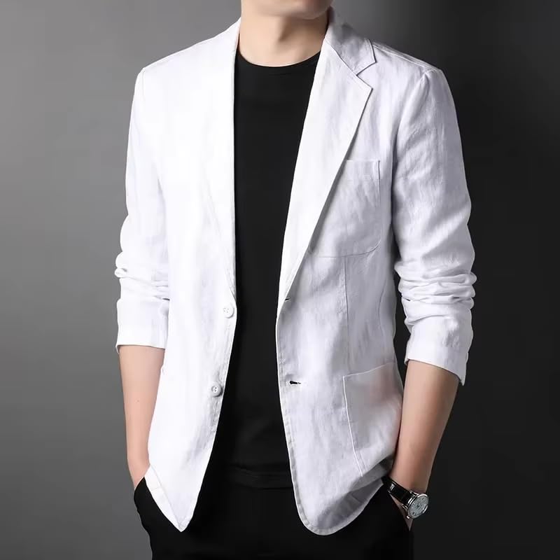 Men's Lightweight Breathable Linen Suit Jacket Spring Summer Blazer for Men-Color32