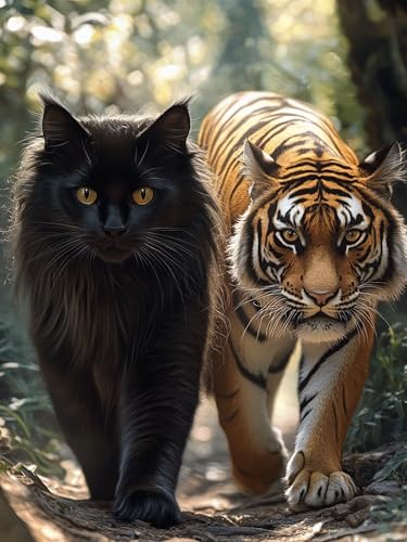Tigre Diamond Painting Adultos, 5D Gato Diamond Painting Kit Completo, Ronda Diamante Pintura Cuadro Diamantes Cristal Principiante Art Punto de Cruz Set para Decoración Pared Hogar 90x120cm, Model677