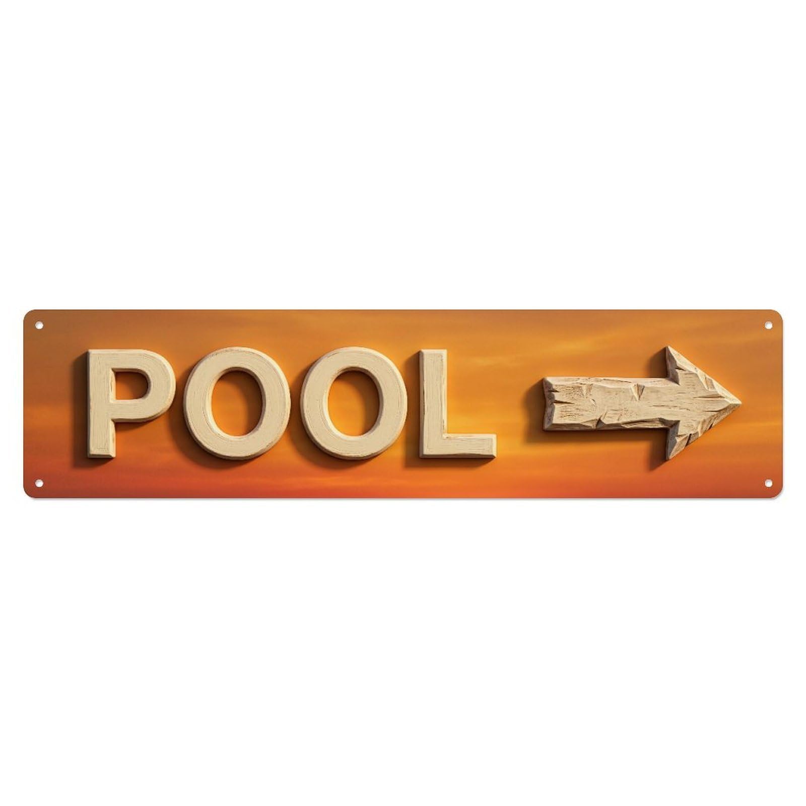 Swimming Pool Sunset Orange Metal Tin Skinny Sign Plaque Wall Decor for Cafe, Club Bar, Office, Home Garden Metal Poster 4x16Inch