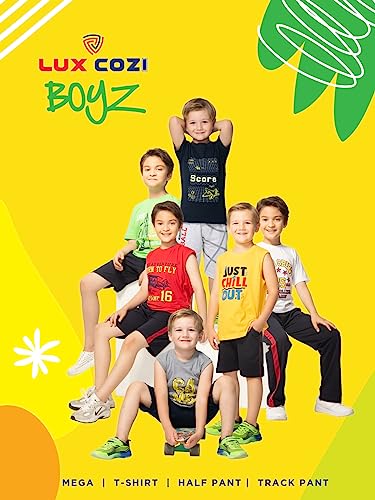 Image of Lux Cozi Printed Round Neck Half Sleeve Cotton T-Shirt for Boys | Prints May Vary |