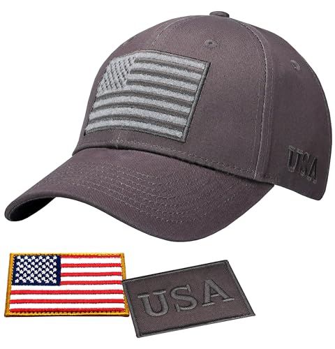 Image of Antourage American Flag Unisex Baseball Hat for Men and Women | USA Flag Mesh Snapback Flat Visor Cap + 2 Patriotic Patches